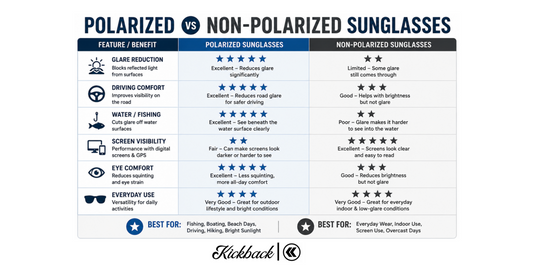 Polarized vs non-polarized sunglasses visual chart